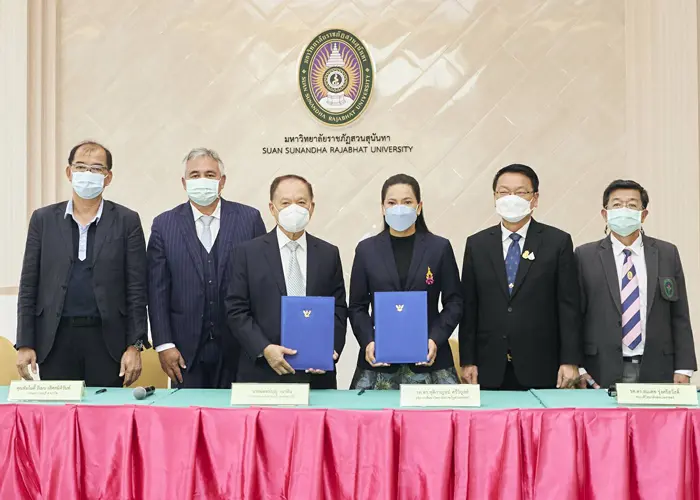 “ธนบุรี คานาบิซ” จับมือ “ธาราเธรา” และ ม.ราชภัฏสวนสุนันทา ลงนามให้ทุนเรียน CBD กัญชงจากเมกา