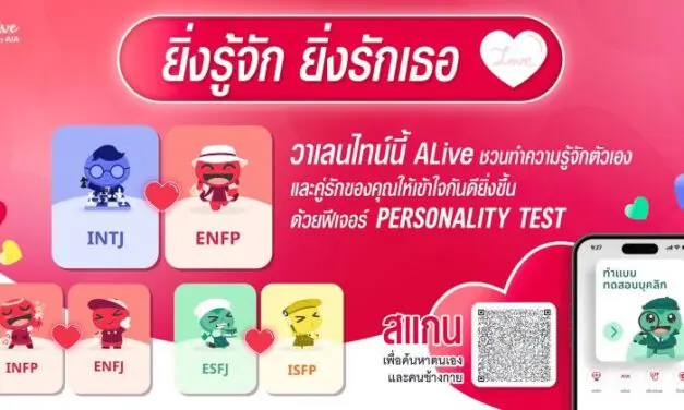 ALive Powered by AIA ร่วมฉลองเดือนแห่งความรัก ชวนคู่รักพิสูจน์ทฤษฎีนี้ผ่านฟีเจอร์ Personality Test รู้จักตนเอง-เข้าใจคนข้างกายให้ดีขึ้น