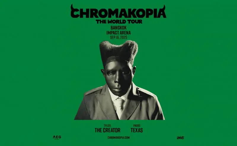 TYLER, THE CREATOR ปักหมุดเพิ่มการแสดงสำหรับ CHROMAKOPIA: THE WORLD TOUR แล้วพบกันที่ กรุงเทพฯ 16 ก.ย.นี้ ณ อิมแพ็ค อารีน่า เมืองทองธานี