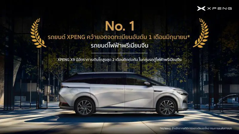 เอ็กซ์เผิง คว้ายอดจดทะเบียนอันดับ 1 ตลาดรถยนต์ไฟฟ้าพรีเมียมจีนในไทย พร้อมจัดงาน ‘XPENG ROADSHOW 2025’