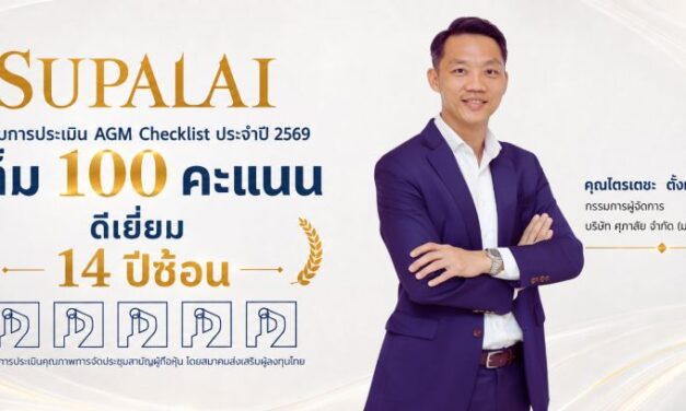 ศุภาลัยยืนหยัดมาตรฐาน “ดีเยี่ยม” 14 ปีซ้อน กวาดเต็ม 100 คะแนน AGM Checklist ตอกย้ำมาตรฐานกำกับดูแลกิจการระดับแนวหน้า